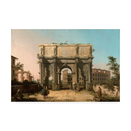 Canaletto 'The Arch Of Constantine And Colosseum' Canvas Art,30x47